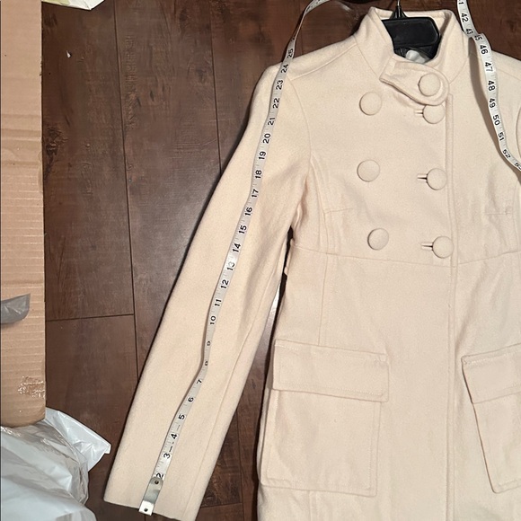 Zara Cream Wool Pea Coat size XS - Picture 13 of 14